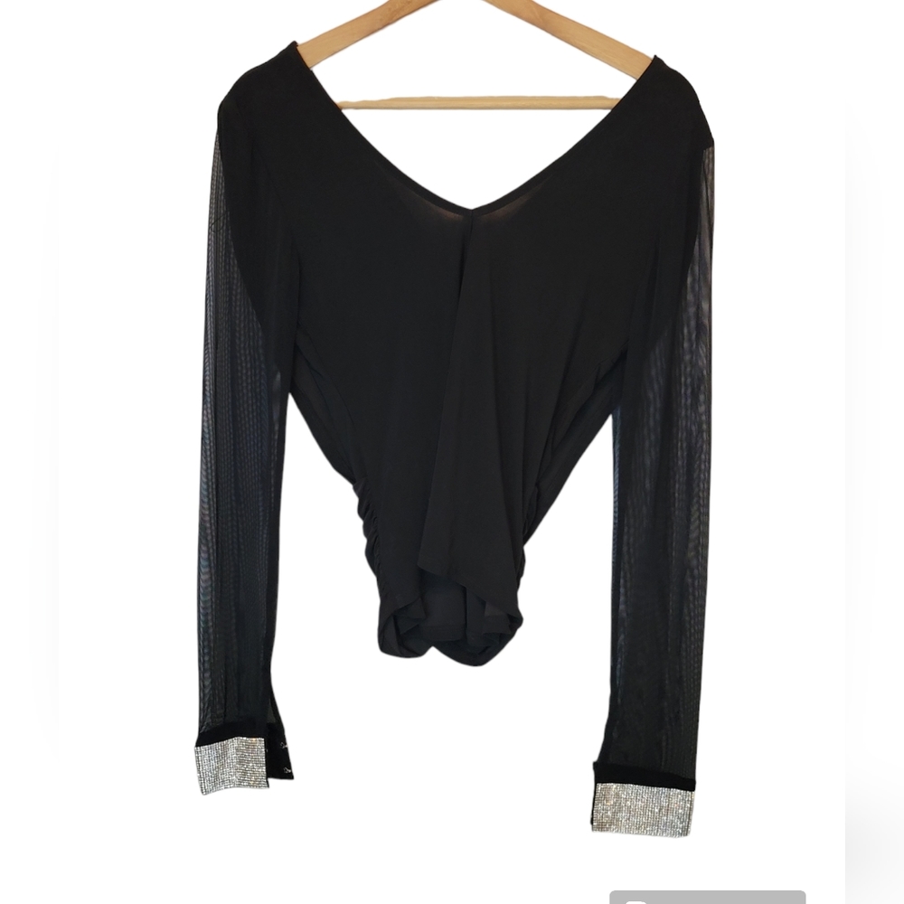 Kimcine Curve Women's Black Embellished Blouse Size Medium